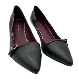 Tommy Hilfiger Women's Size 7M Black Leather Pointed Toe Kitten Heel Pumps Shoes